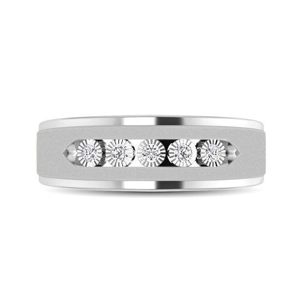 10K White Gold 0.15 Ctw Diamond Illusion Men's Band