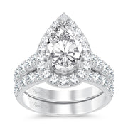 14K White Gold 5.00 CTw Lab-Grown Pear Diamond Bridal Ring