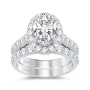 14K White Gold 5.00 CTw Oval Lab-Grown Diamond Bridal Ring