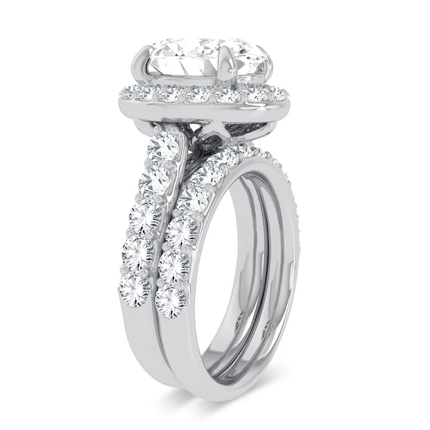 14K White Gold 5.00 CTw Oval Lab-Grown Diamond Bridal Ring