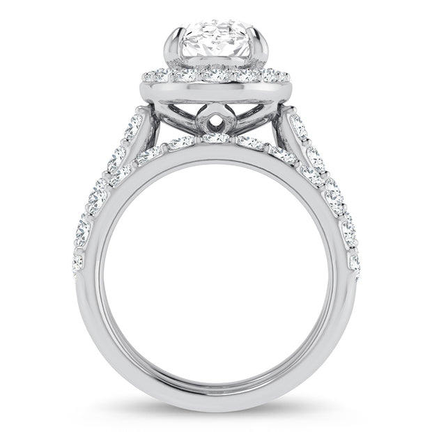 14K White Gold 5.00 CTw Oval Lab-Grown Diamond Bridal Ring