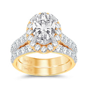 14K Yellow Gold 5.00 CTw Oval Lab-Grown Diamond Bridal Ring