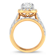 14K Yellow Gold 5.00 CTw Oval Lab-Grown Diamond Bridal Ring