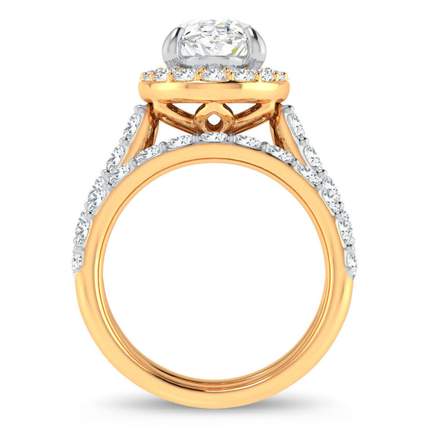 14K Yellow Gold 5.00 CTw Oval Lab-Grown Diamond Bridal Ring