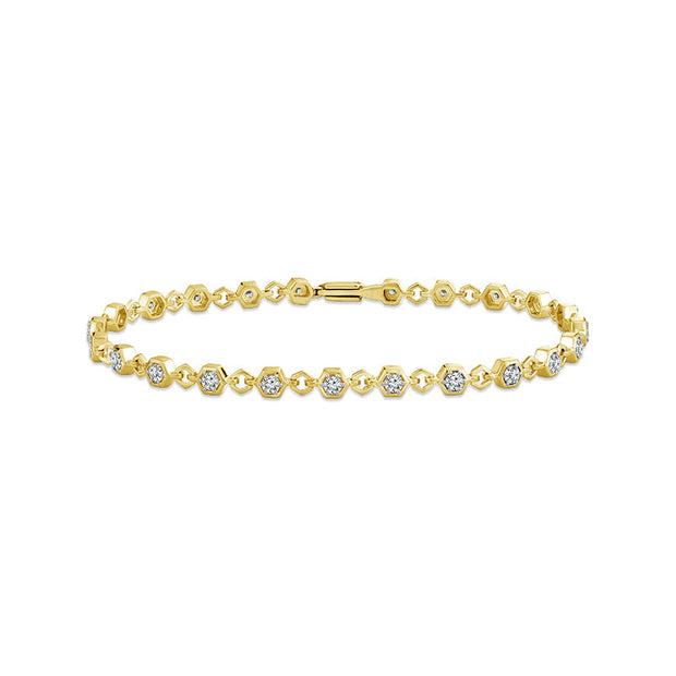 10k Yellow Gold Lab-Grown Diamond 1 Ctw Round Diamond Bracelet