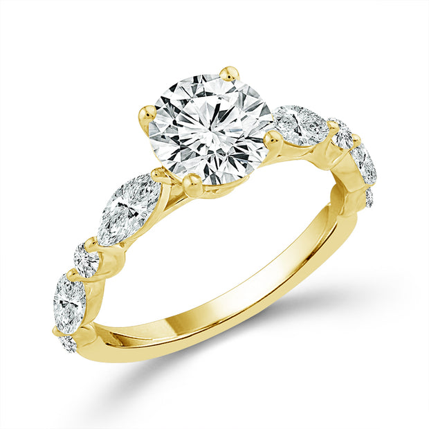 14k Yellow Gold Lab-Grown 2.5 ctw Round Diamond Bridal Ring