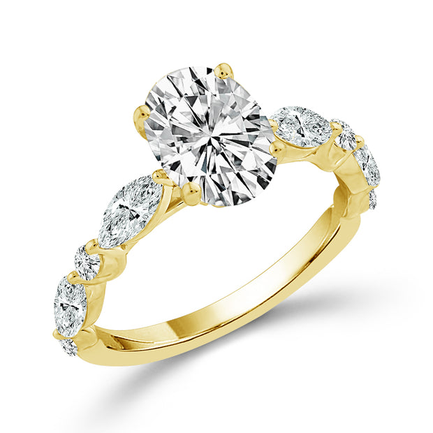 14k Yellow Gold Lab-Grown Diamond 2.5 ctw Oval Bridal Ring