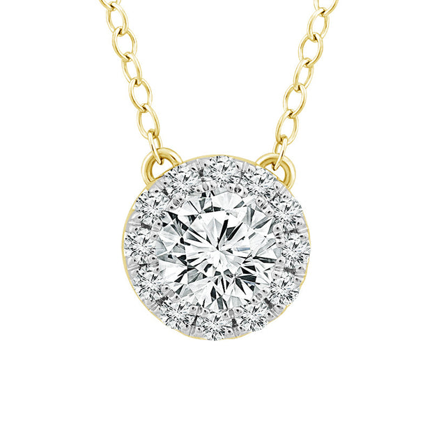 14k Lab-Grown Diamond Yellow Gold 0.875 Ctw Round Diamond Pendant