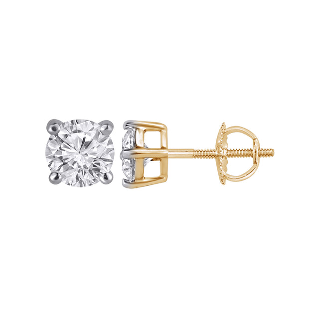 10K Yellow Gold 1.00 CTW Lab-Grown Diamond Round Stud earrings