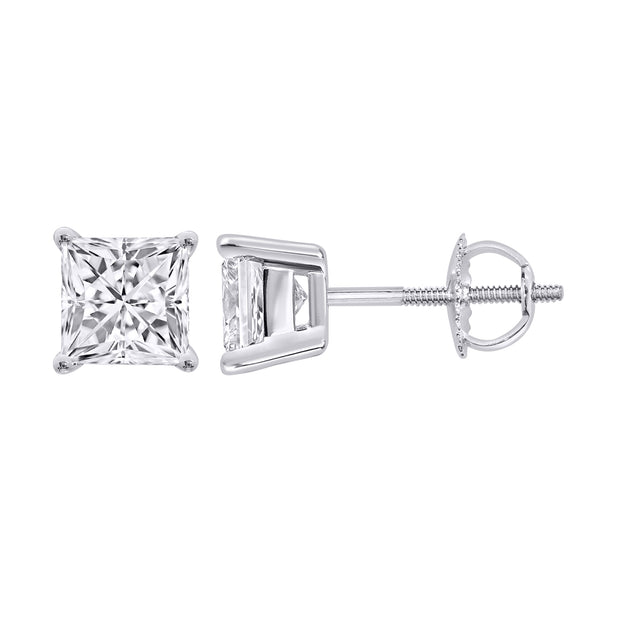 10K White Gold 1.00 CTW Lab-Grown Diamond Princess Stud earrings