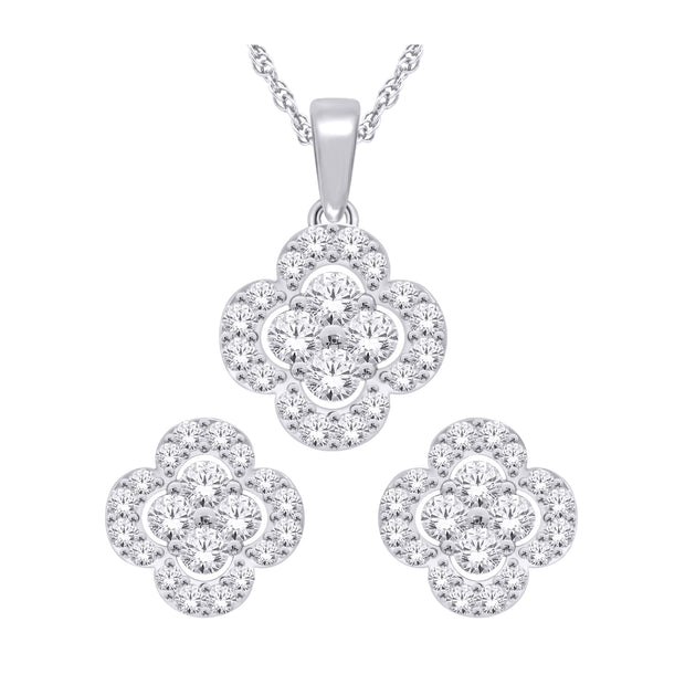 10K White Gold 0.75CTW Lab-Grown Diamond Clover Set