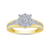 10K Two Tone 1 Ctw Diamond Round Bridal Set