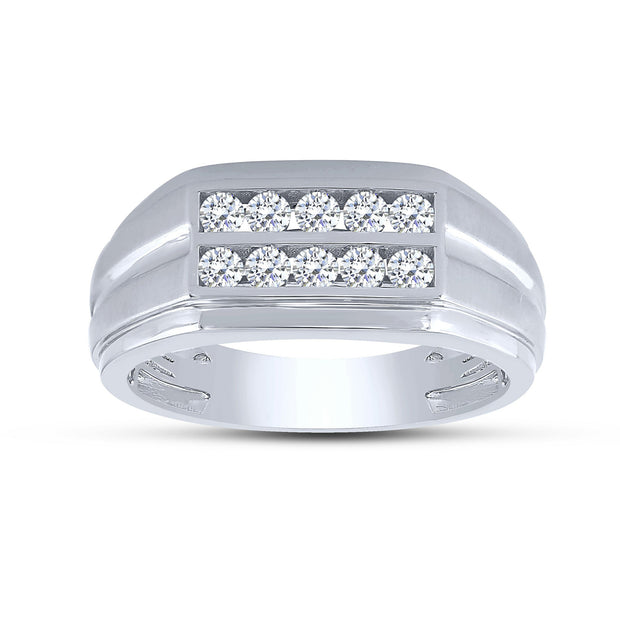 14K White Gold 0.50 Ctw Lab-Grown Diamond Mens Ring