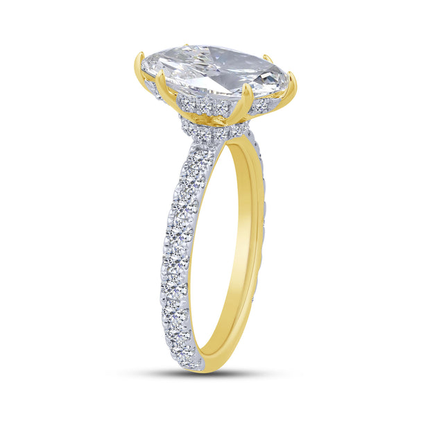 14K Yellow Gold 3.01 Ctw Lab-Grown Diamond Marquise Engagement Ring