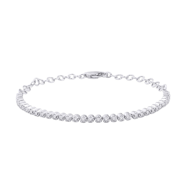 10K White Gold 1.00 Ctw Diamond Bracelet