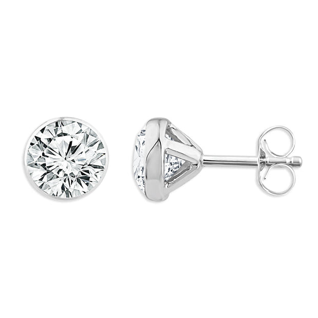 14K White Gold 0.50 Ctw Lab-Grown Diamond Round Martini Stud Earrings