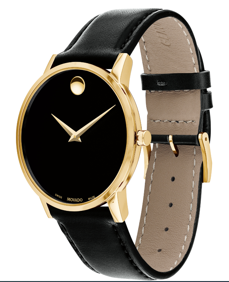 Movado Museum Classic Yellow Gold Tone Black Dial Watch 0607271