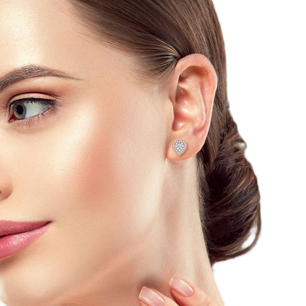 10K Rose Gold 0.2ctw White Diamond Rose-Design Stud Earrings
